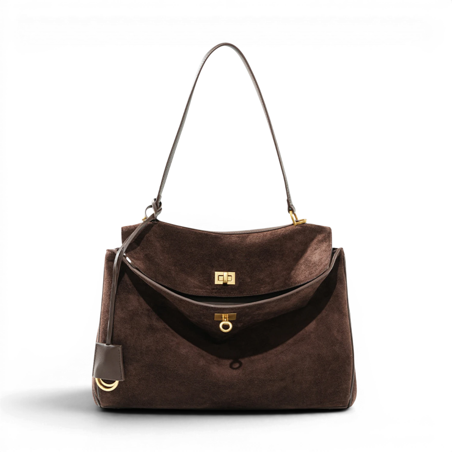 Sac à main de cours en daim souple à bandoulière – Capucine