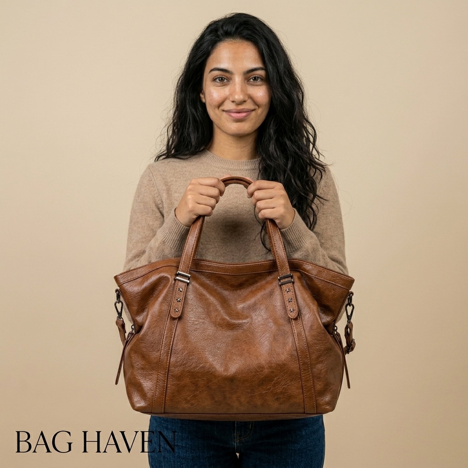 Grand sac à main de cours XXL souple à bandoulière – Anouk