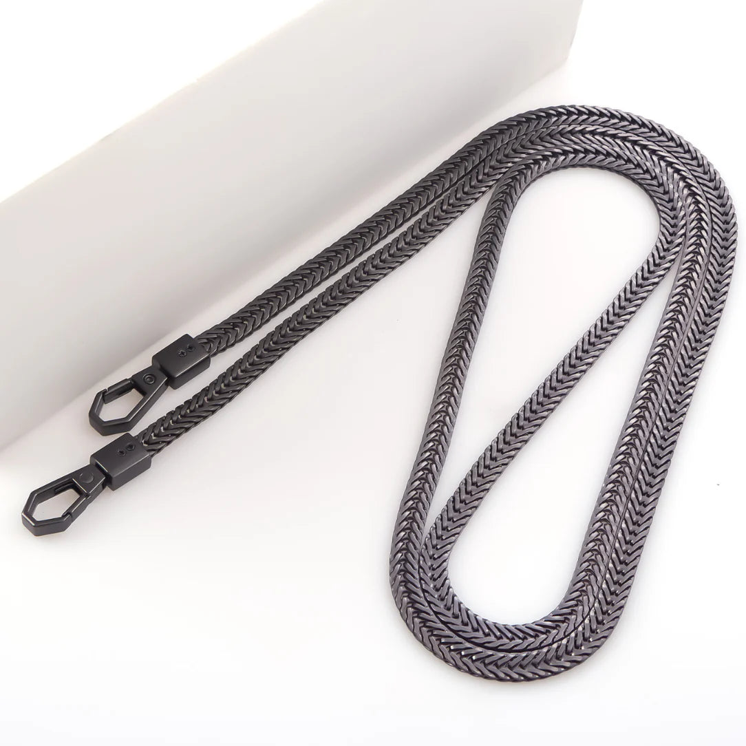 Sangle en chaîne serpent ton gunmetal avec clips, style d’un serpent pour Sac à Main
