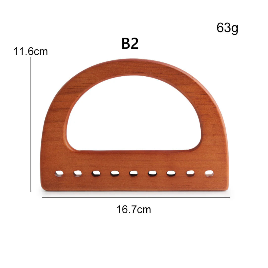 Poignée en bois pour sacs à main avec trous de montage, style élégant et naturel