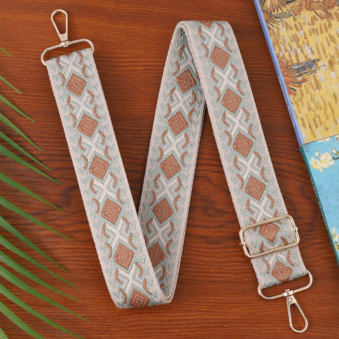 Bandoulière réglable motif losange pour sac à main avec crochets métalliques élégants