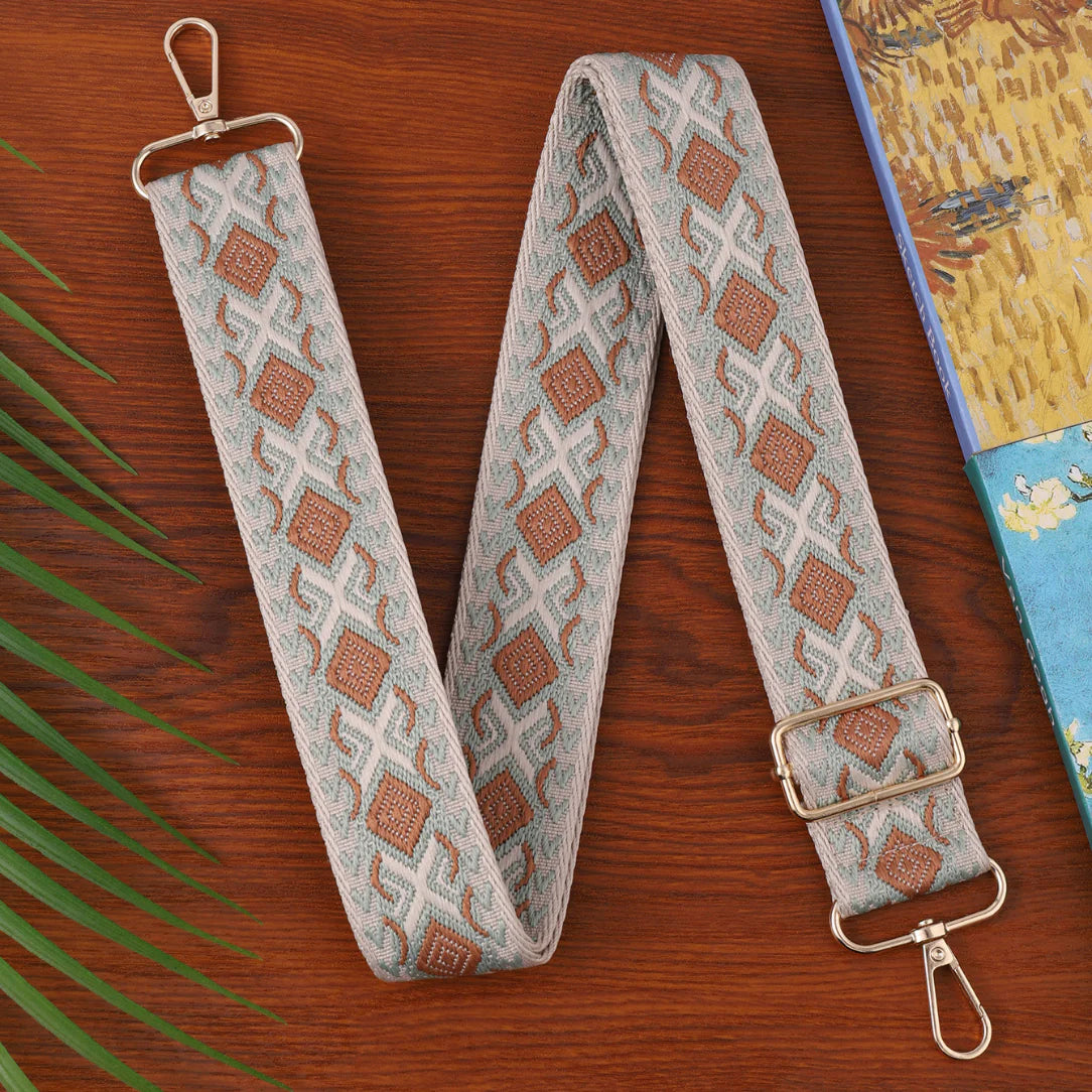 Sangle réglable motif losange pour sac à main avec crochets métalliques