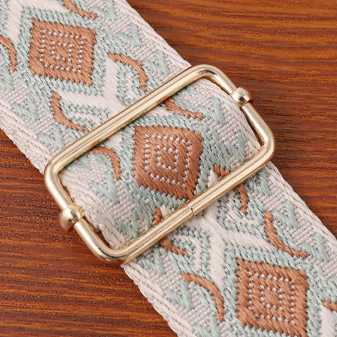 Sangle à motif losange avec boucle en métal pour sac à main à crochets métalliques