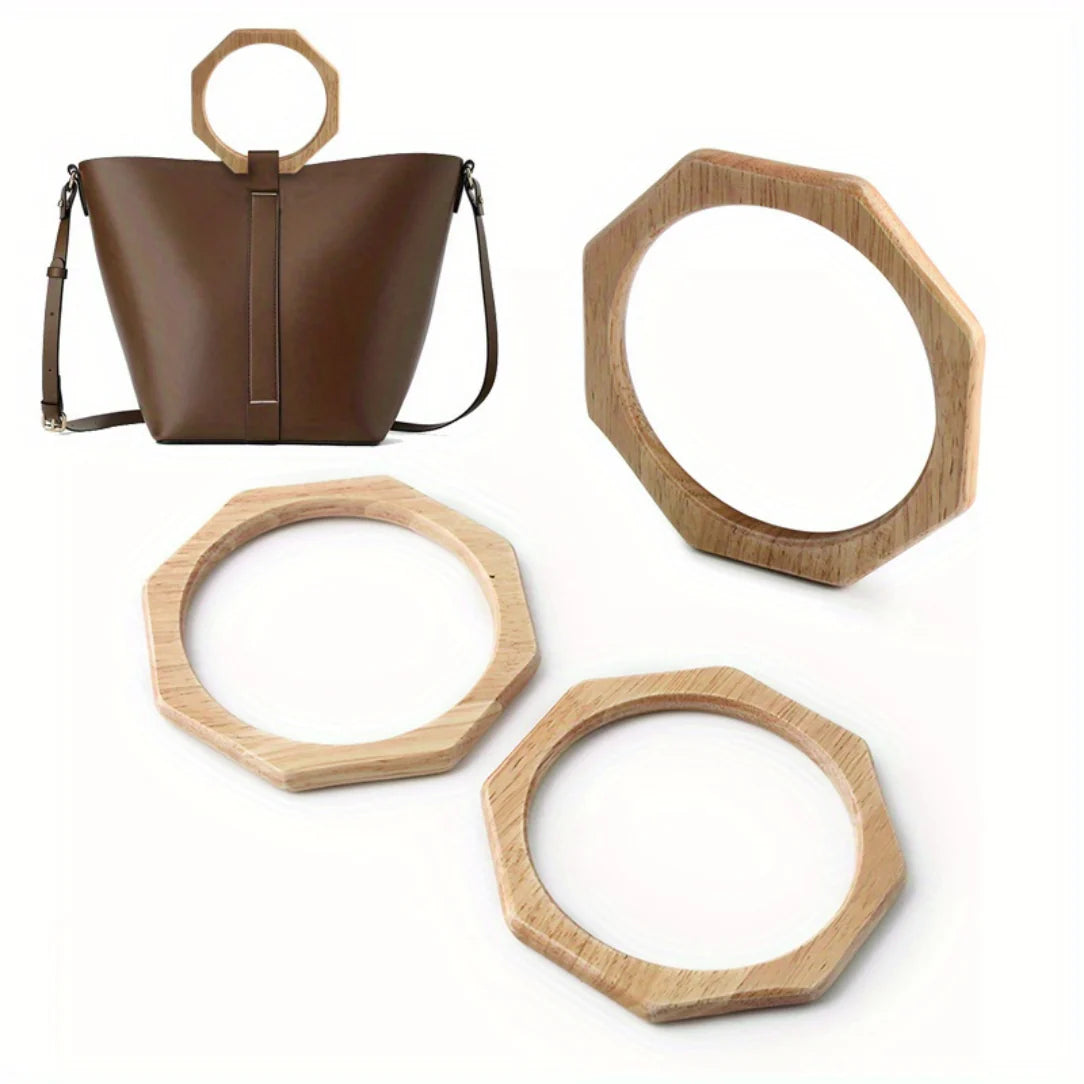 Sac à main en cuir marron avec poignées en bois, idéal pour un portage à main élégant