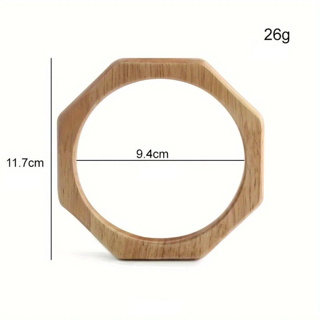 Bangle en bois octogonal pour portage à main ou sacs à main, dimensionné élégamment