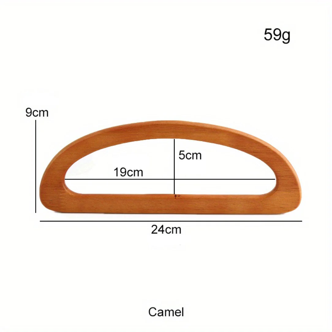 Poignée de sac ovale en bois couleur camel avec dimensions pour Anses de sac ovale en bois