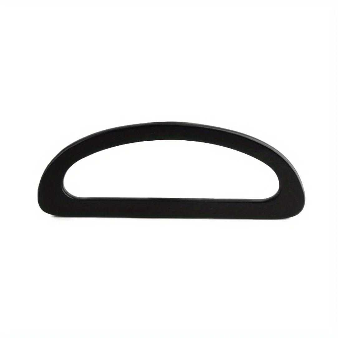 Poignée en bois semi-circulaire noire pour sac ovale, style élégant et robuste