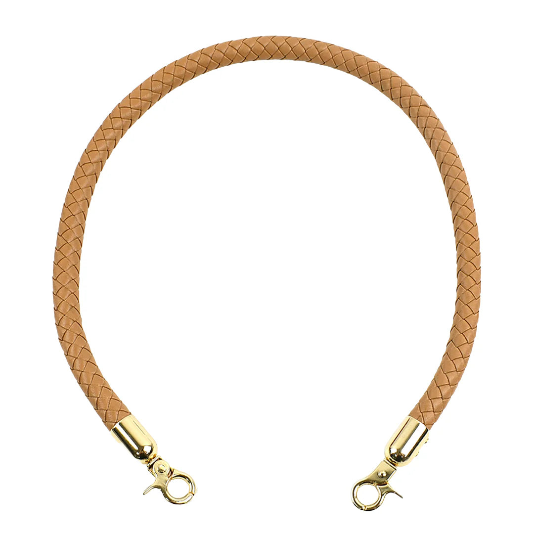 Ce strap en cuir tressé tan avec clasps en or pour sacs à main Anses de Sac Tréssée