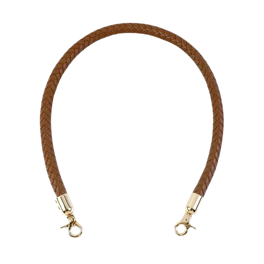 Sangle en cuir tressé marron avec clasps en or pour sacs à main Anses de sac tréssée