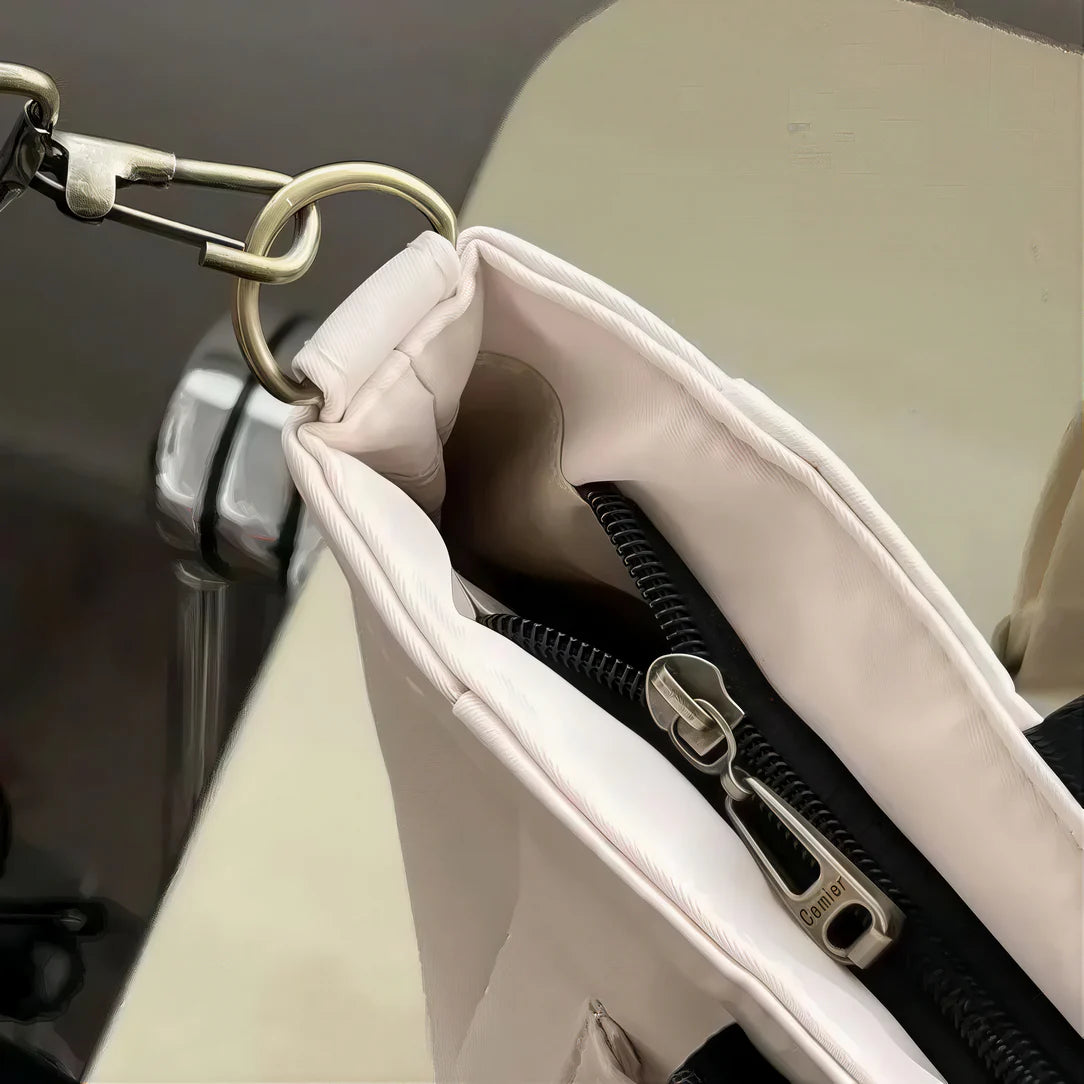 Sac cabas blanc ouvert avec fermeture éclair, parfait pour femmes, Le Camier
