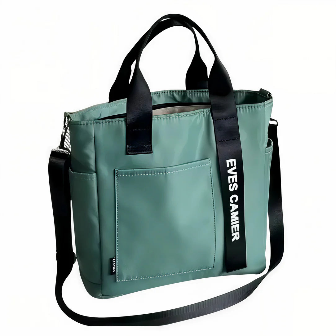 Sac fourre-tout femme Le Camier en toile verte avec bandoulières noires