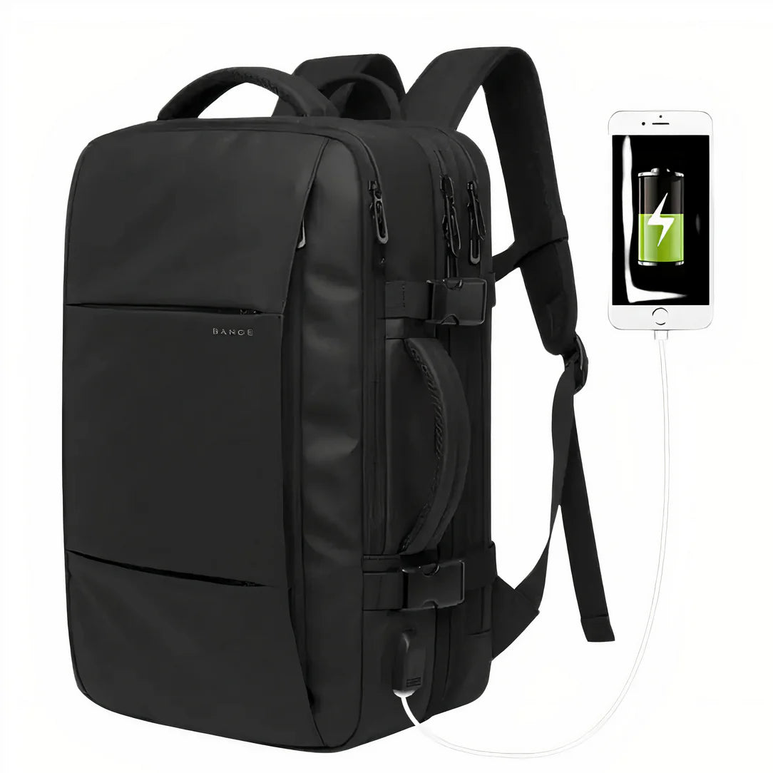 Sac à dos TerraMax 45L noir avec chargement de téléphone intégré