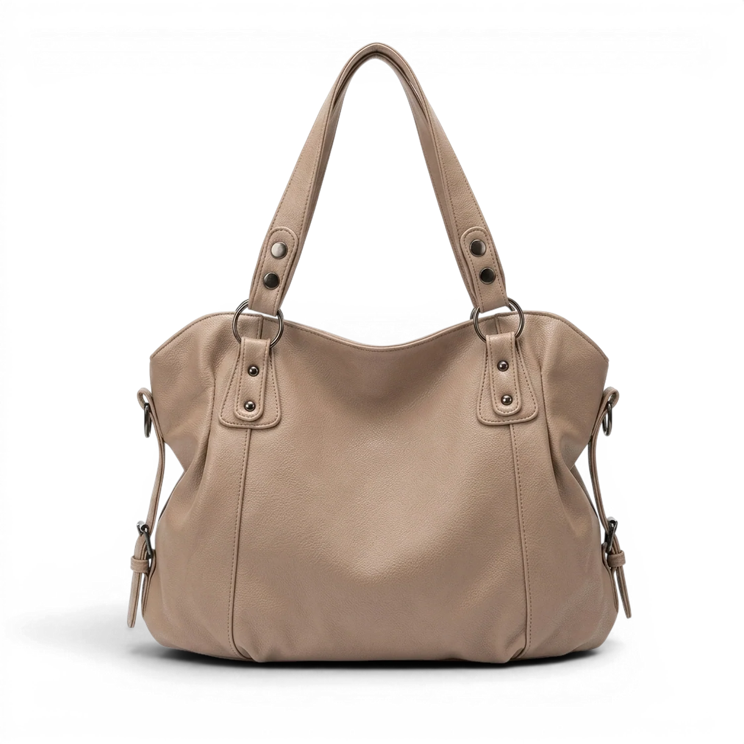 Beige sac à main en cuir avec design structuré et détails en métal grand sac à main de cours rétro eulalie