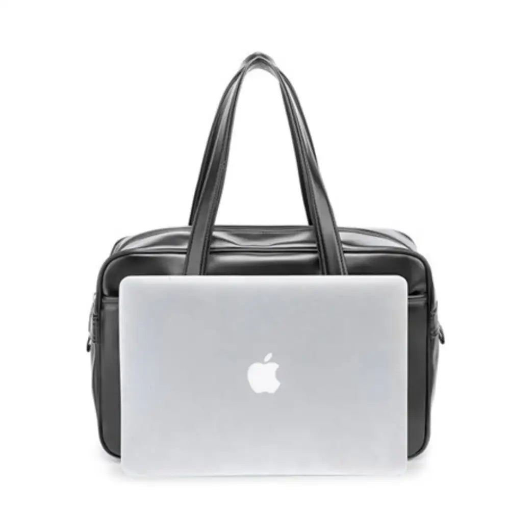 Sac à main en cuir noir pour ordinateur portable dans le Grand Sac à Main Lycée Campus