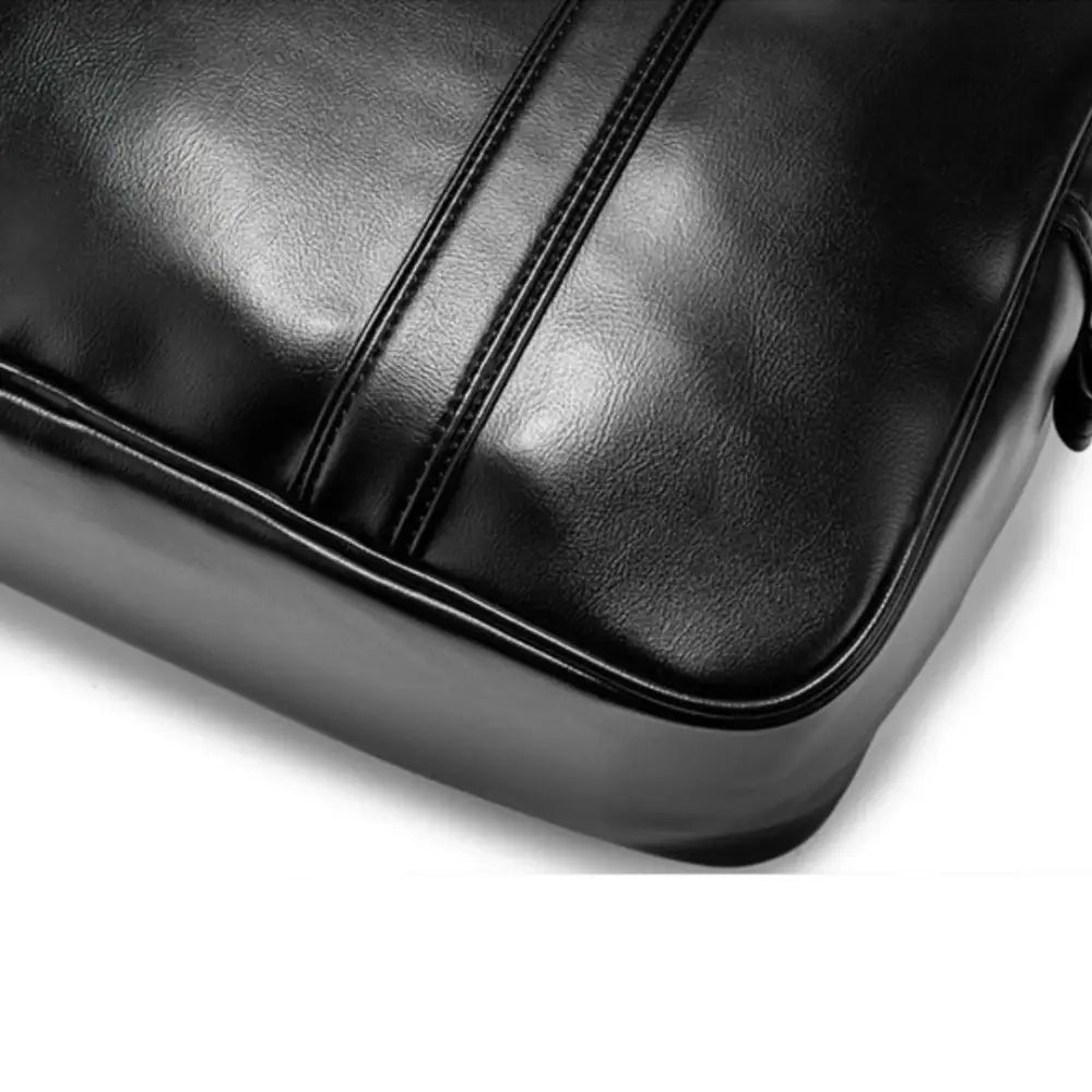 Grand sac à main lycée Campus en cuir noir brillant, élégant sac à main