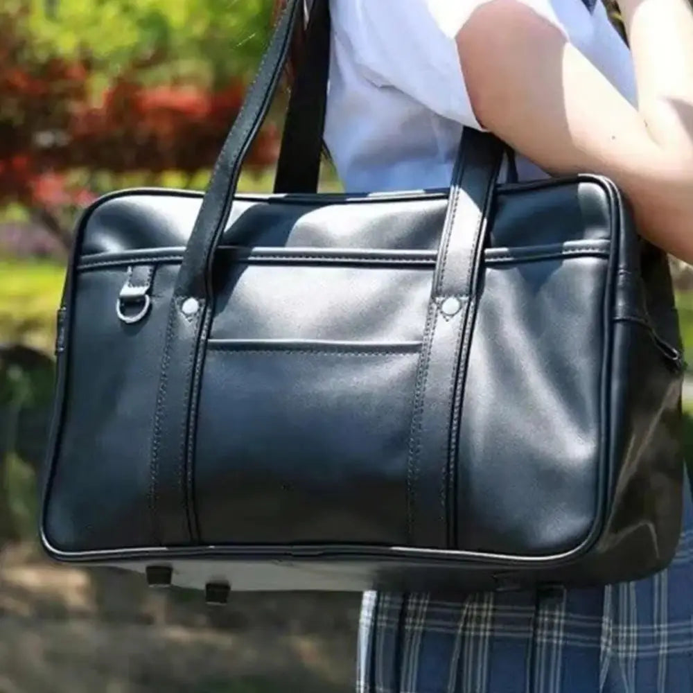 Sac à main en cuir noir pour lycée, Grand Sac à Main Lycée - Campus