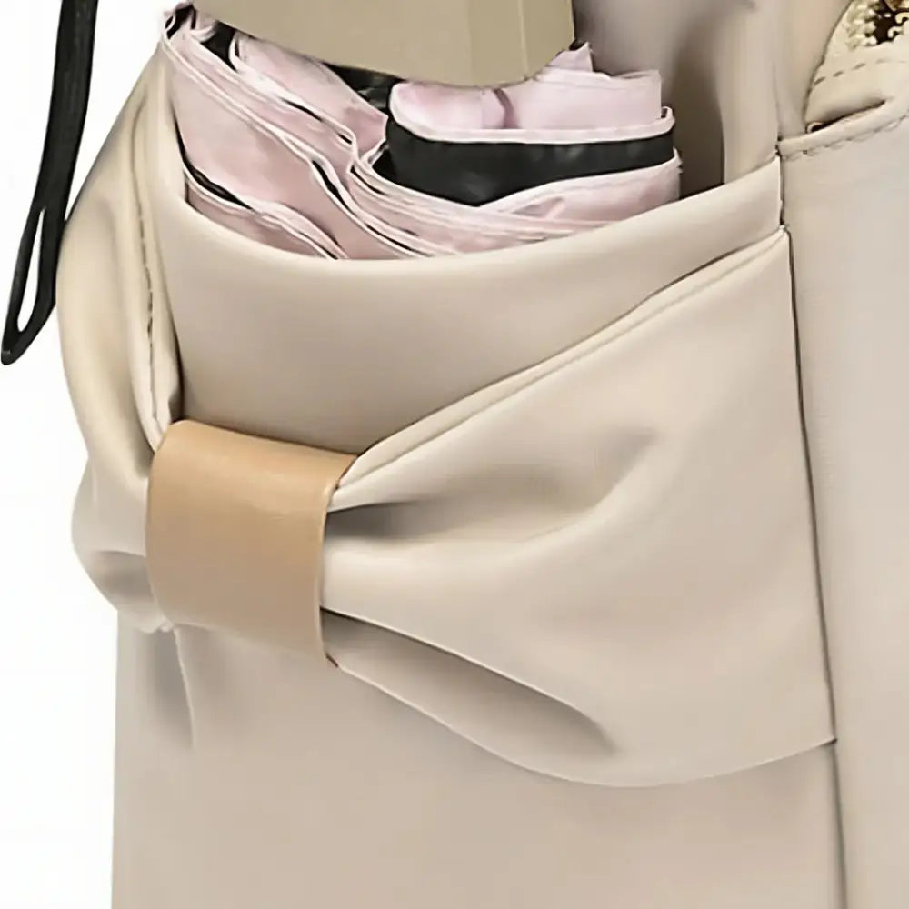 Sac cabas beige avec poche bow pour élégance et style Grand Sac Cabas Majesty