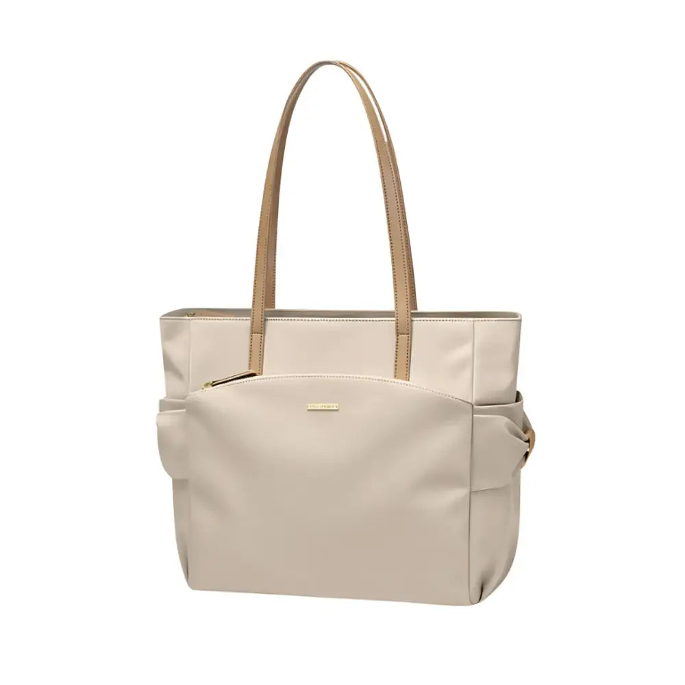 Sac cabas beige avec sangles en tan, élégant Grand sac cabas - Majesty pour femme