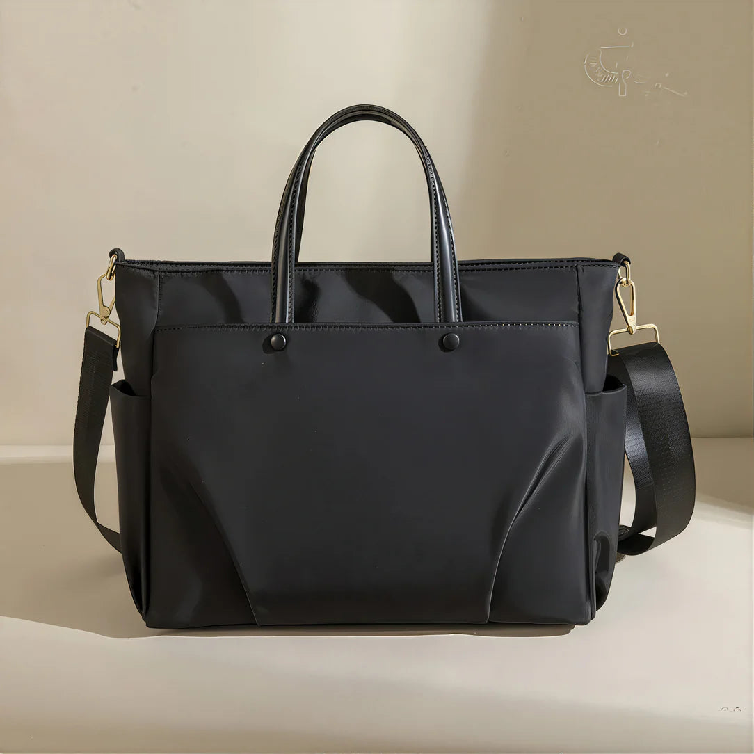 Grand sac de cours Velana en nylon noir avec bandoulière pour un style pratique