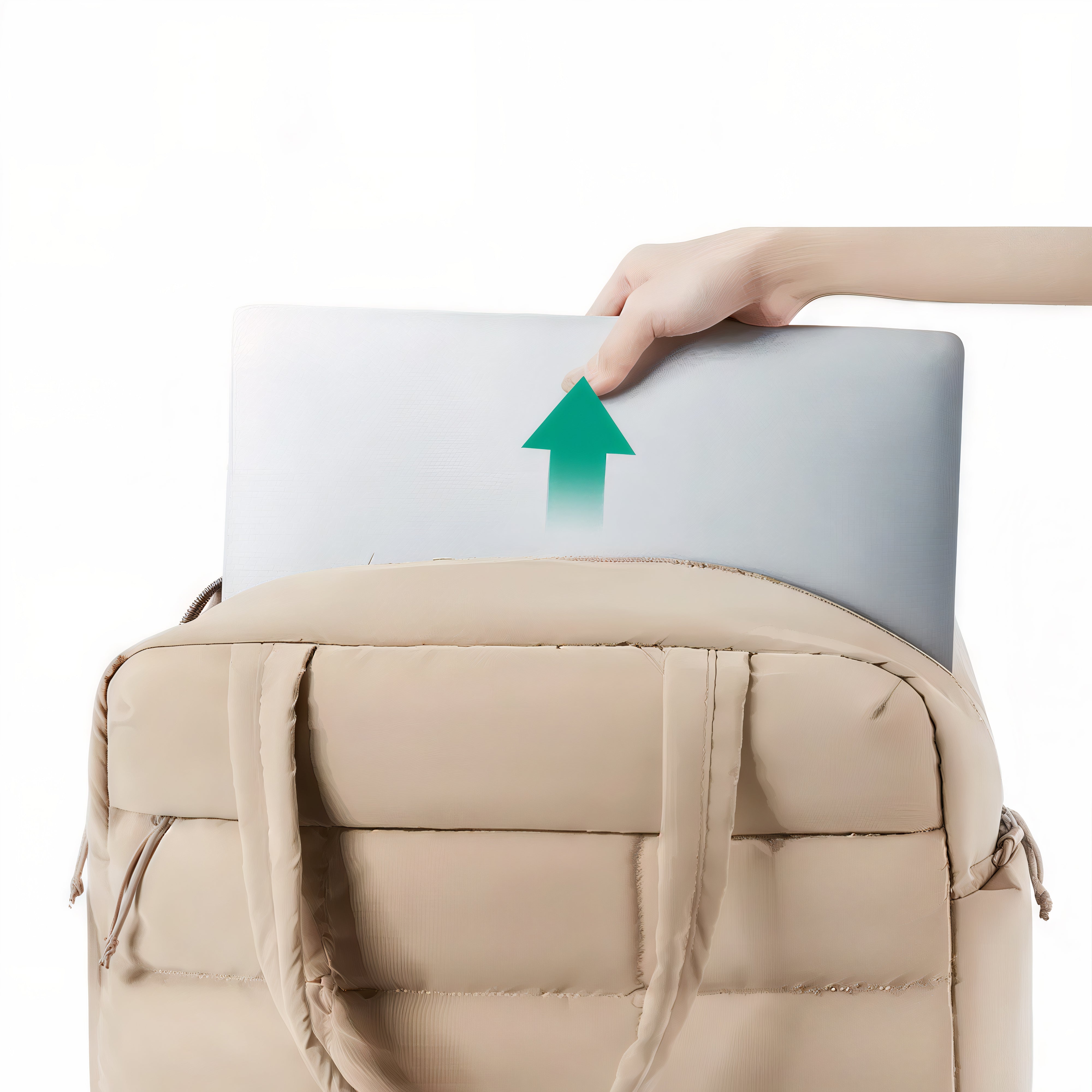 Sac en toile beige rembourré pour ordinateur portable Grand sac de plage Soléa
