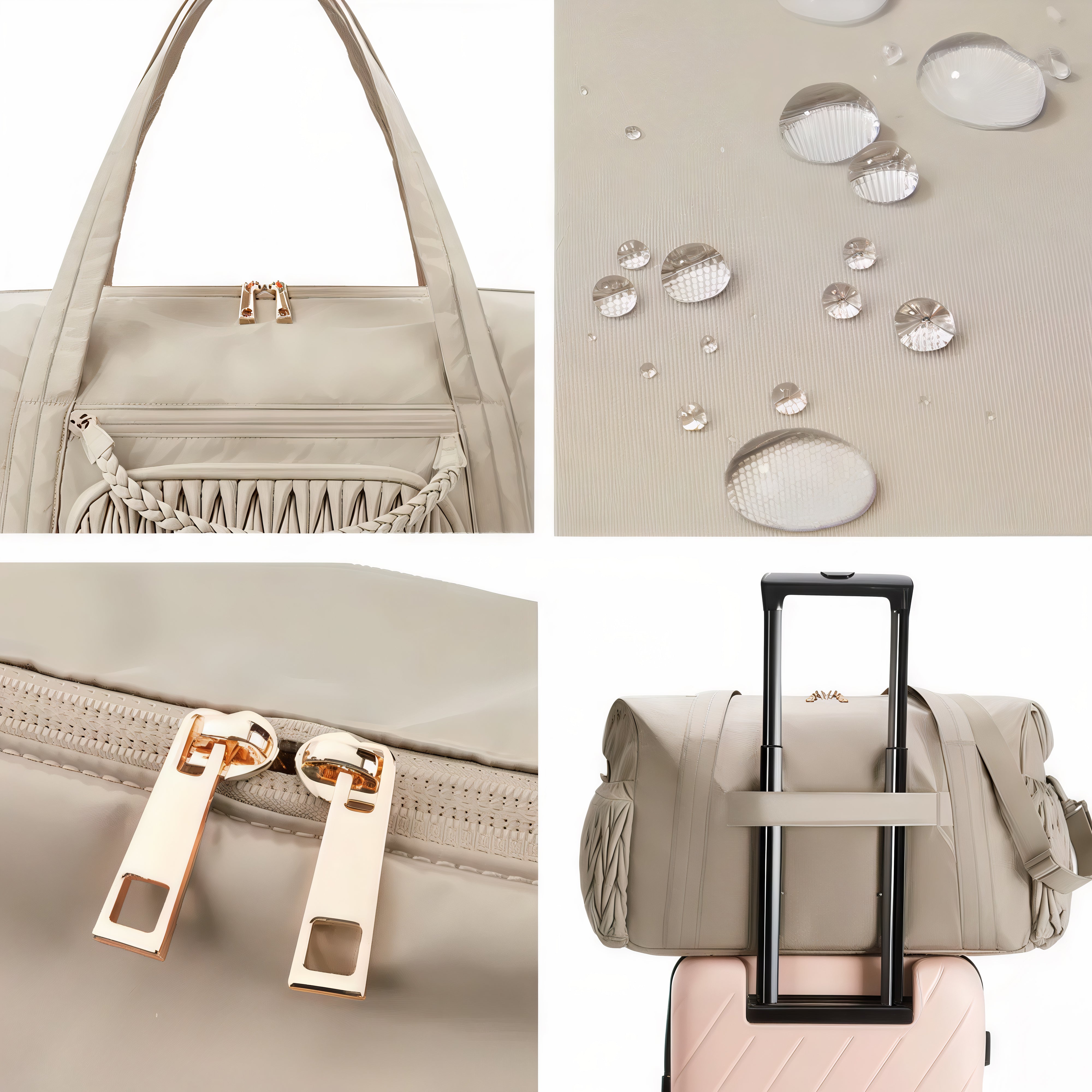 Sac de plage beige imperméable Grand sac de plage Soléa pour voyage et plage