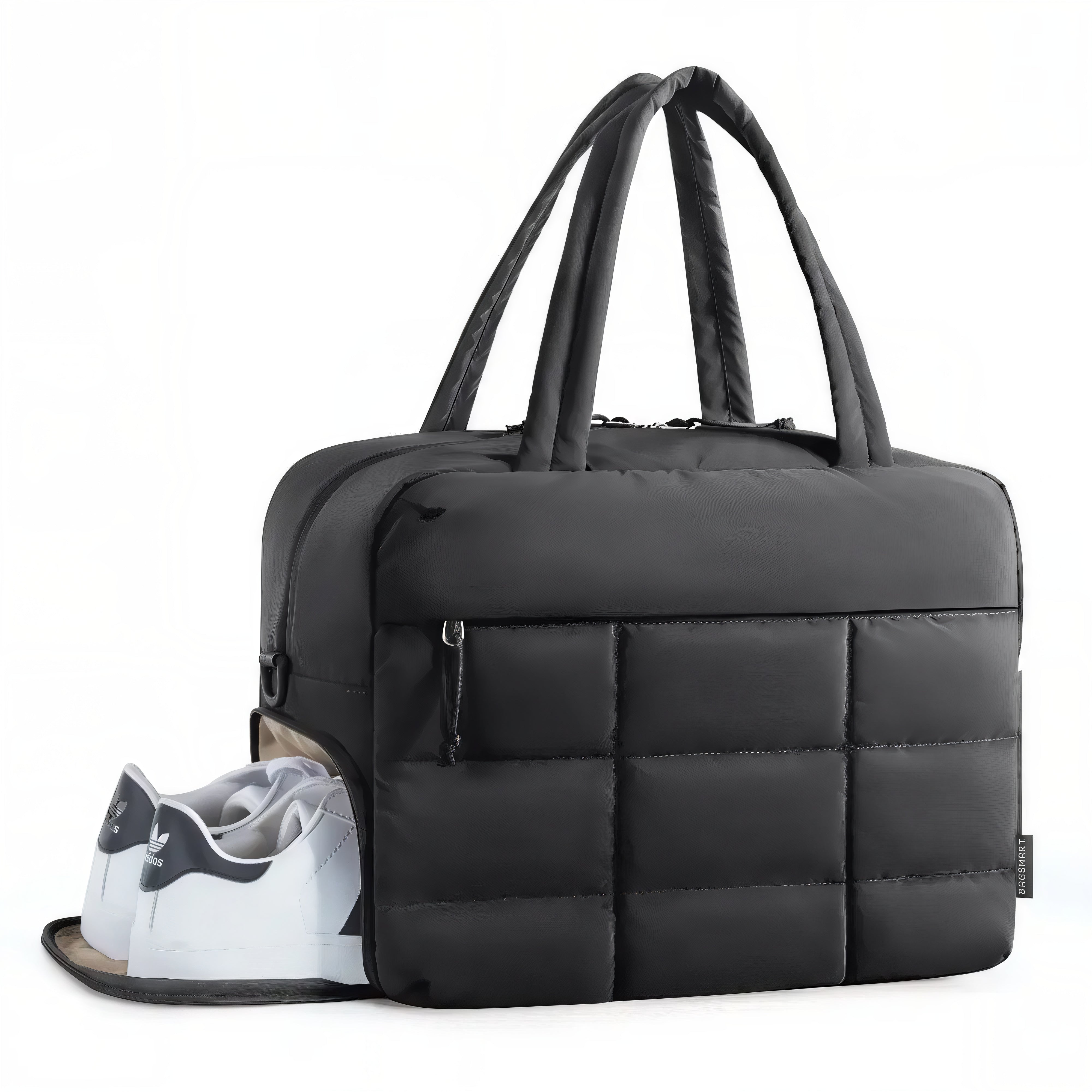 Sac de plage Soléa noir en quilté avec compartiment à chaussures