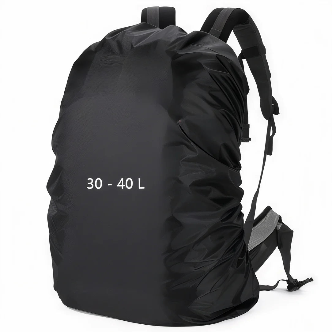 Housse anti-pluie waterproof pour sac à dos noir, protection contre la pluie