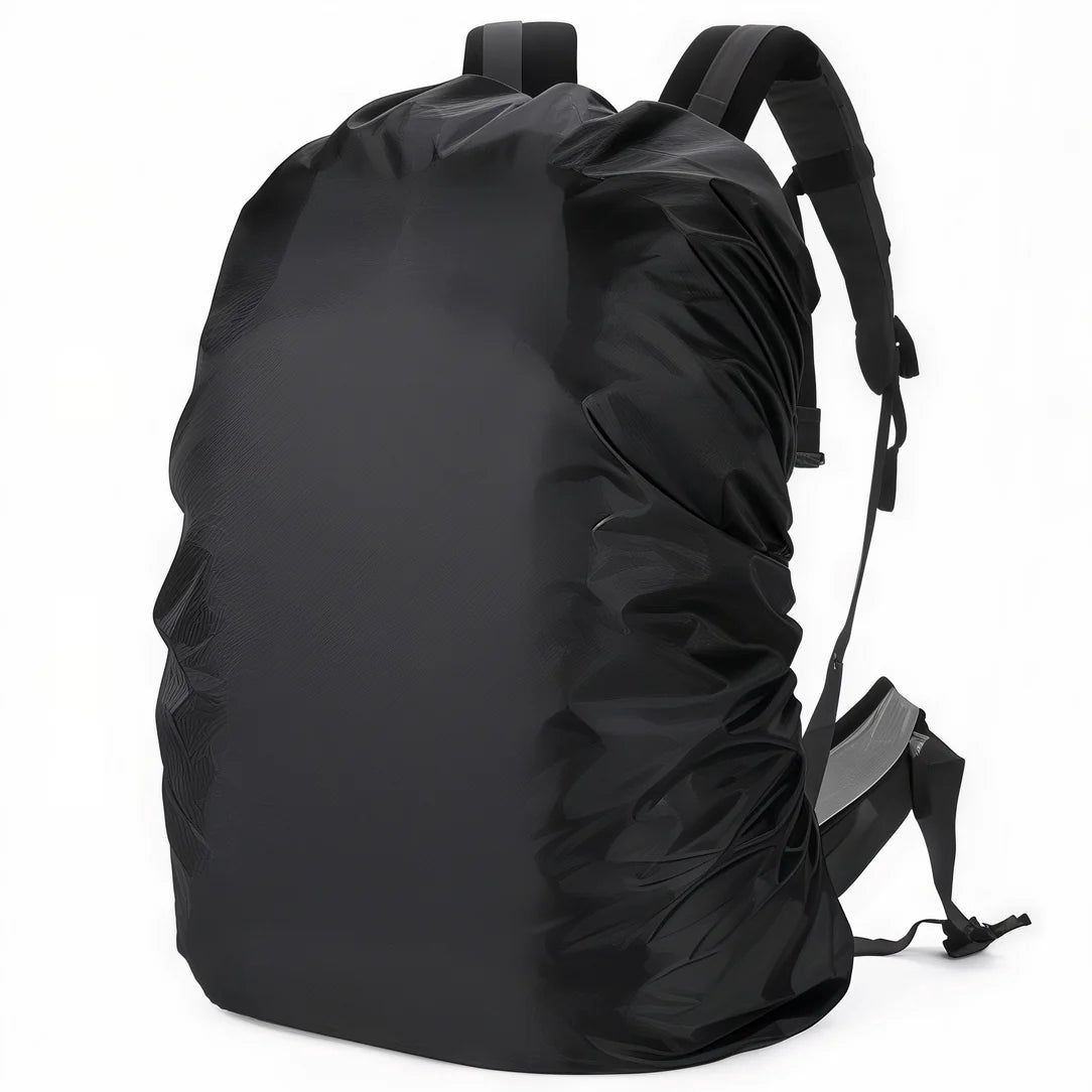 Sac à dos noir avec housse anti-pluie waterproof pour protection contre la pluie