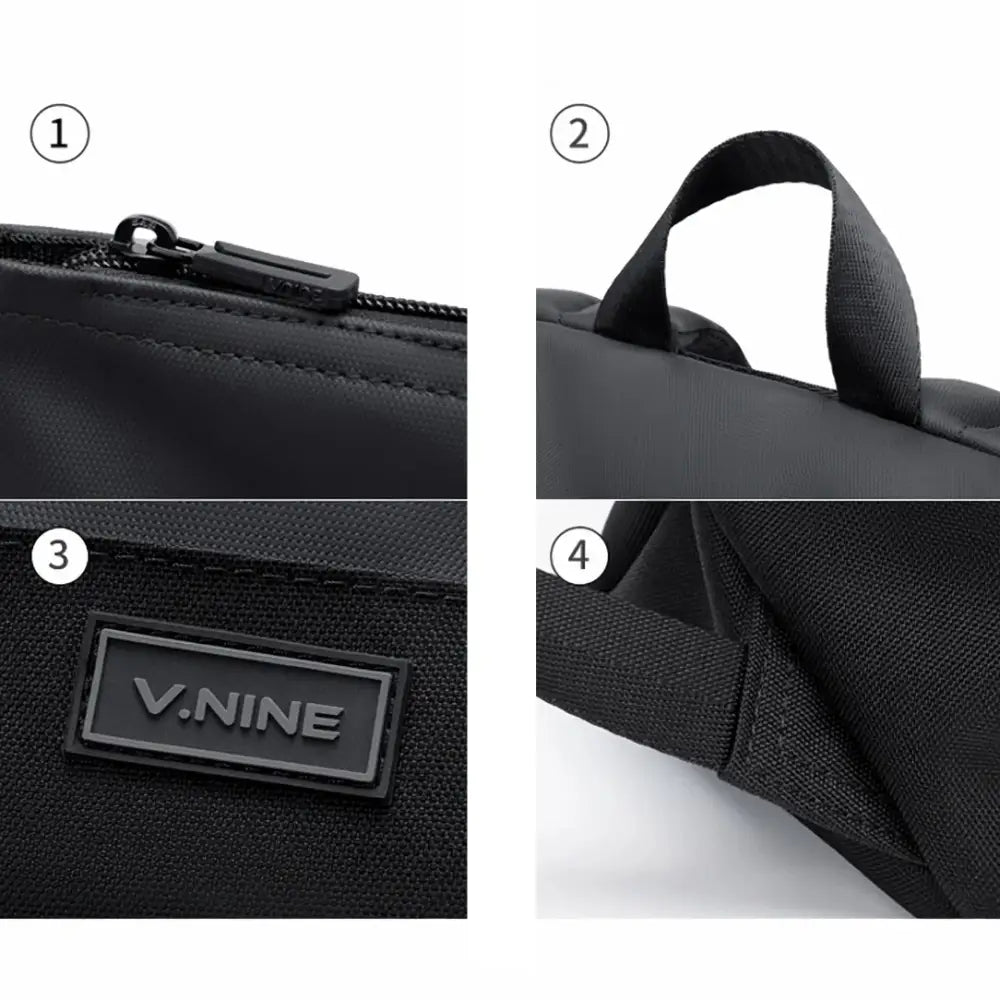 Détails du sac noir.