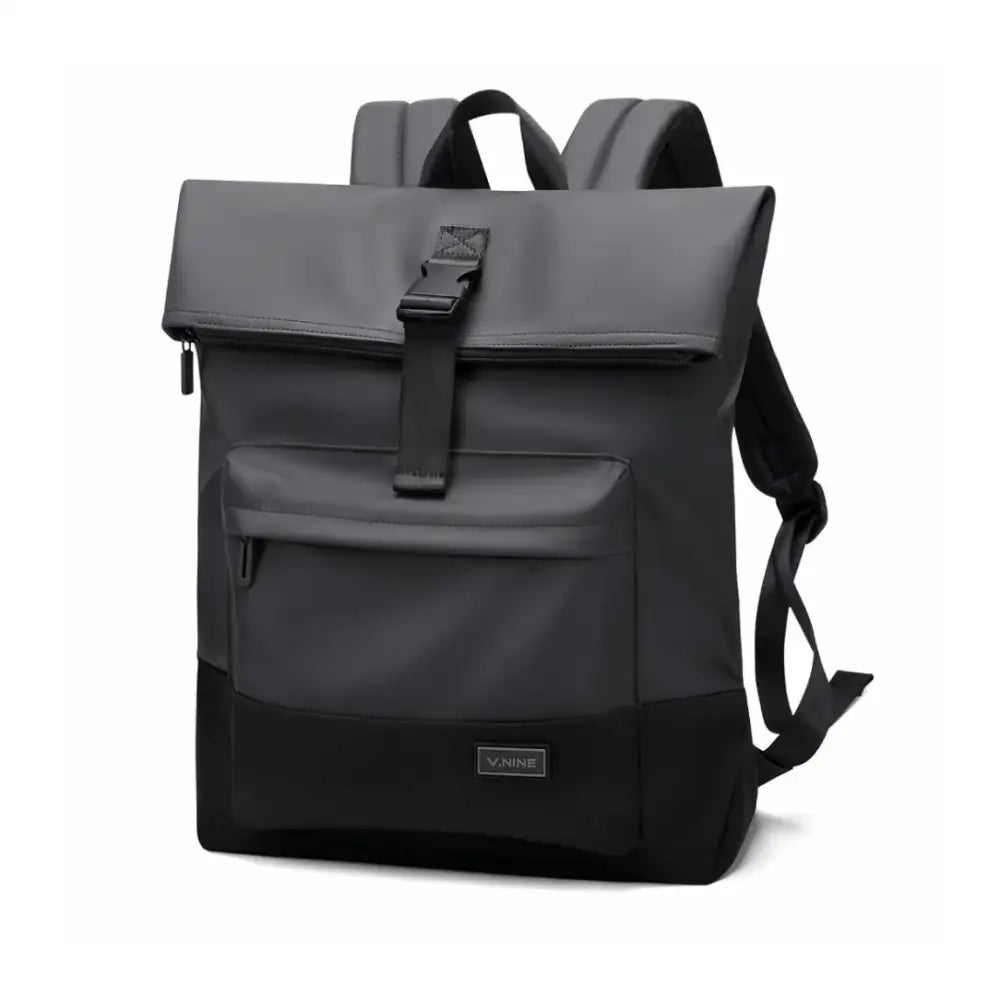 Sac à dos à roulettes gris et noir.