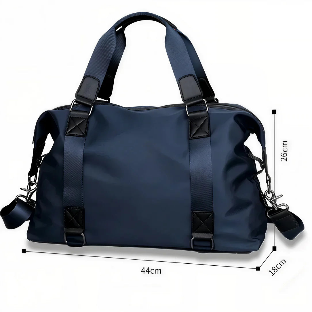 Petit sac de voyage Vectra bleu avec dimensions, idéal pour courts séjours