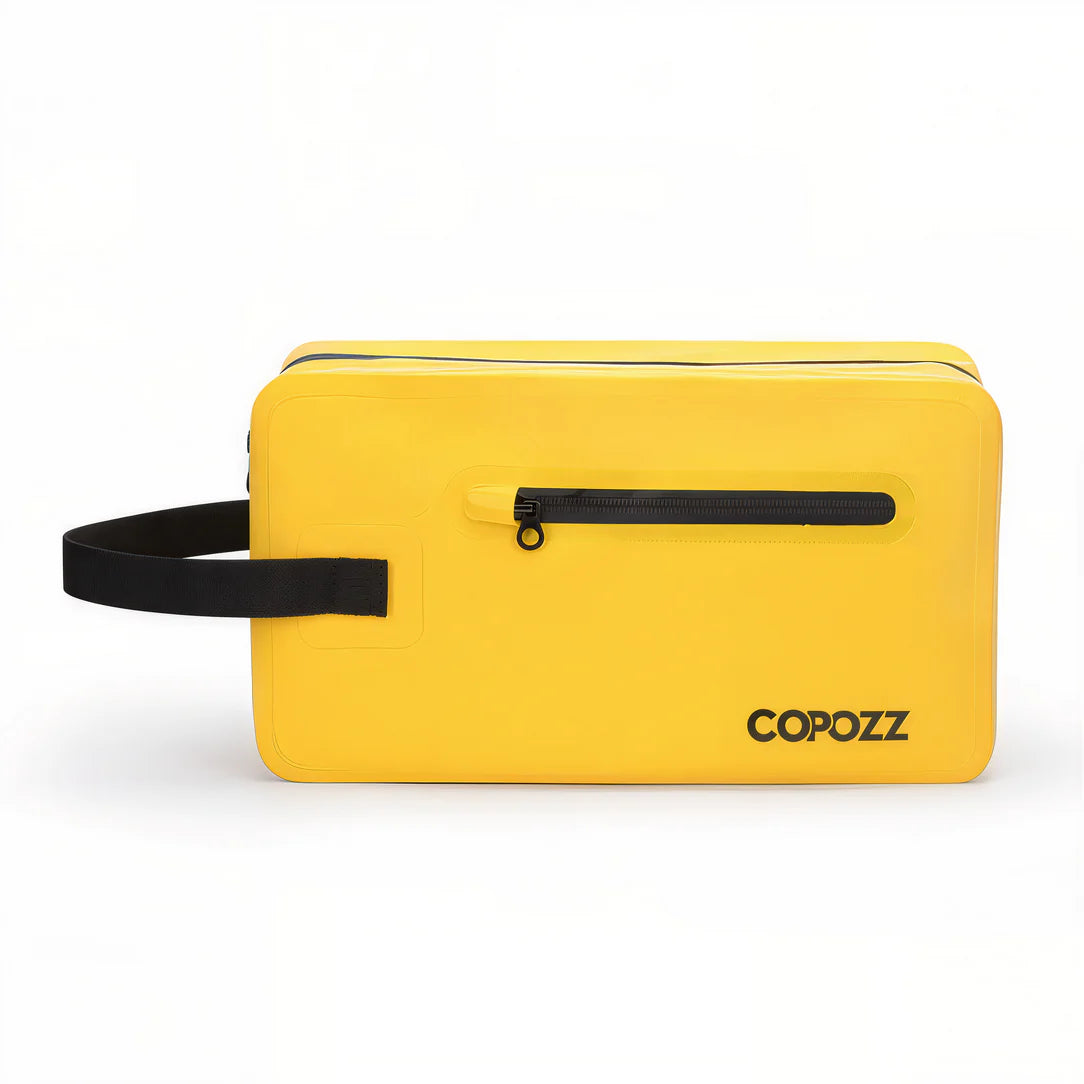 Petit sac étanche 7L Copozz S pour trajets urbains, sac rectangle jaune avec poignée noire