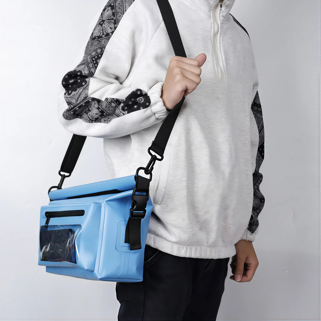 Sac à bandoulière étanche Aqua X en bleu clair avec fermeture roll-top waterproof