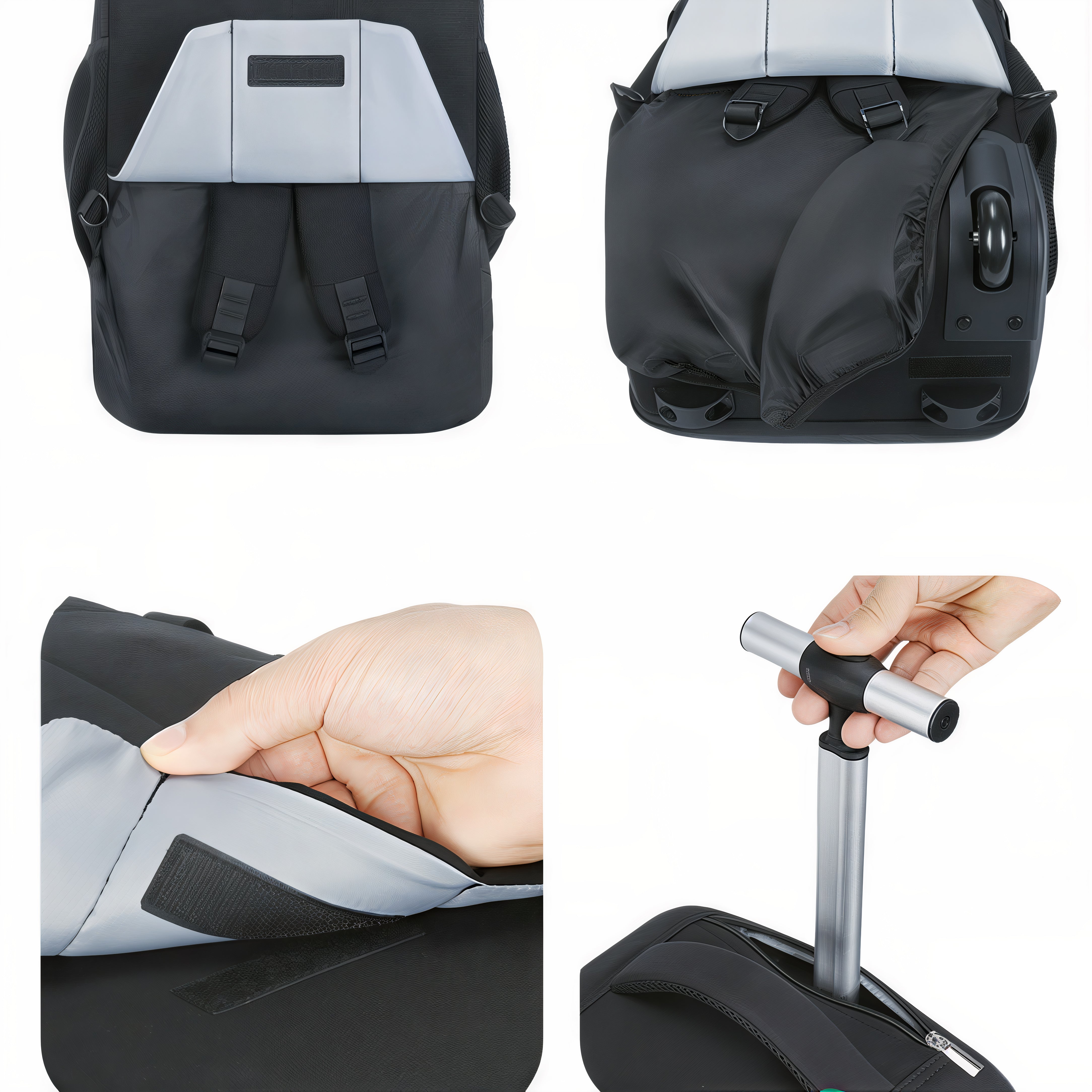 Sac à dos à roulettes voyage avec poignée télescopique, noir et convertible en sac à dos