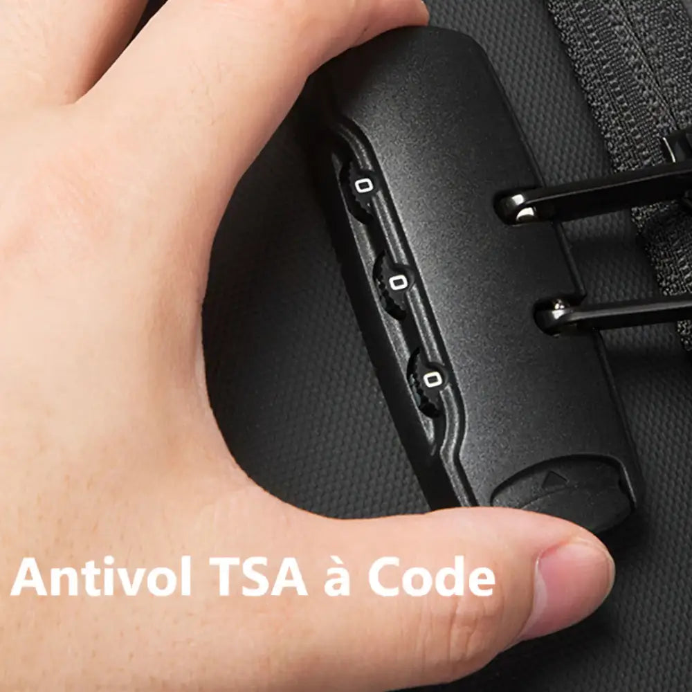 Serrure à combinaison noire sur Sac à dos anti pickpocket SecurePack I