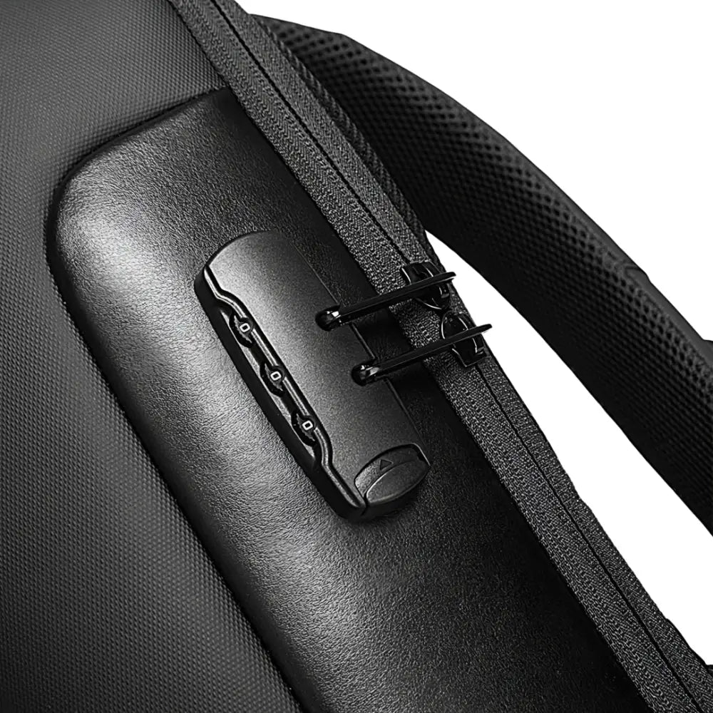 Sac à dos antivol ordinateur noir avec cadenas combo pour sécurité optimale