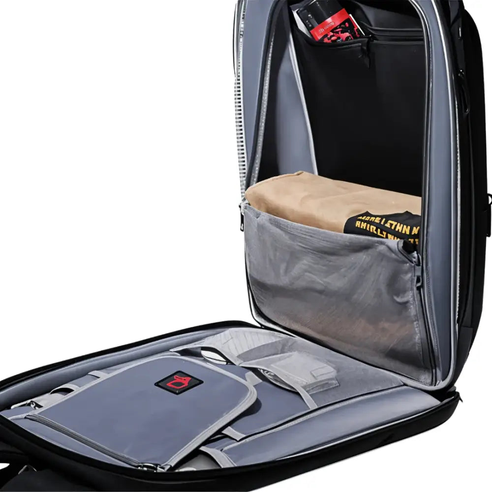 Sac à dos business WorkPack ouvert montrant compartments et organisation intérieure