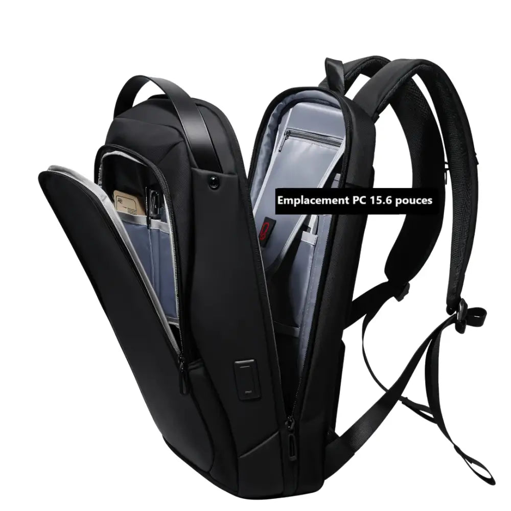 Sac à dos business WorkPack noir ouvert pour ordinateur et documents