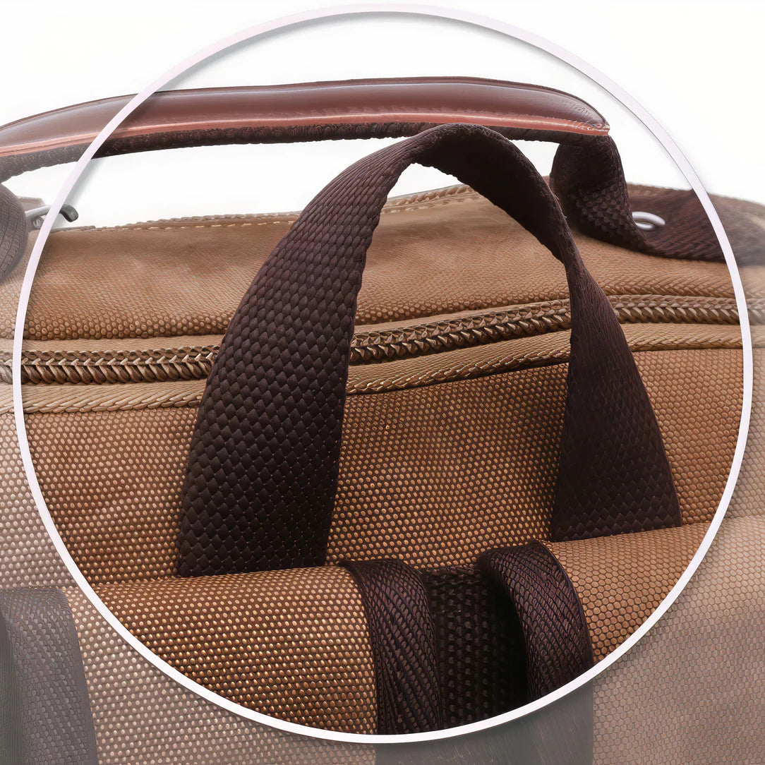 Sac à dos cartable vintage en toile marron avec poignée en cuir pour femme