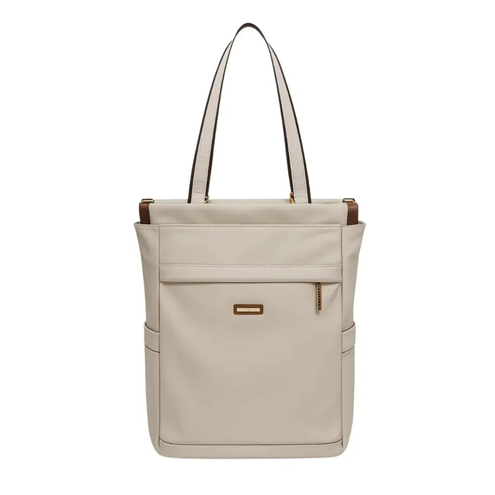 Sac à dos chic femme beige avec poche et bretelles pour un style élégant