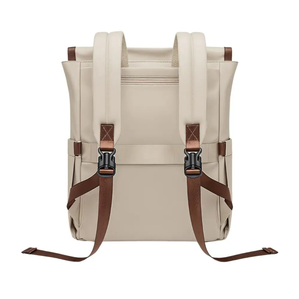Sac à dos chic femme beige avec bretelles marron pour Élance