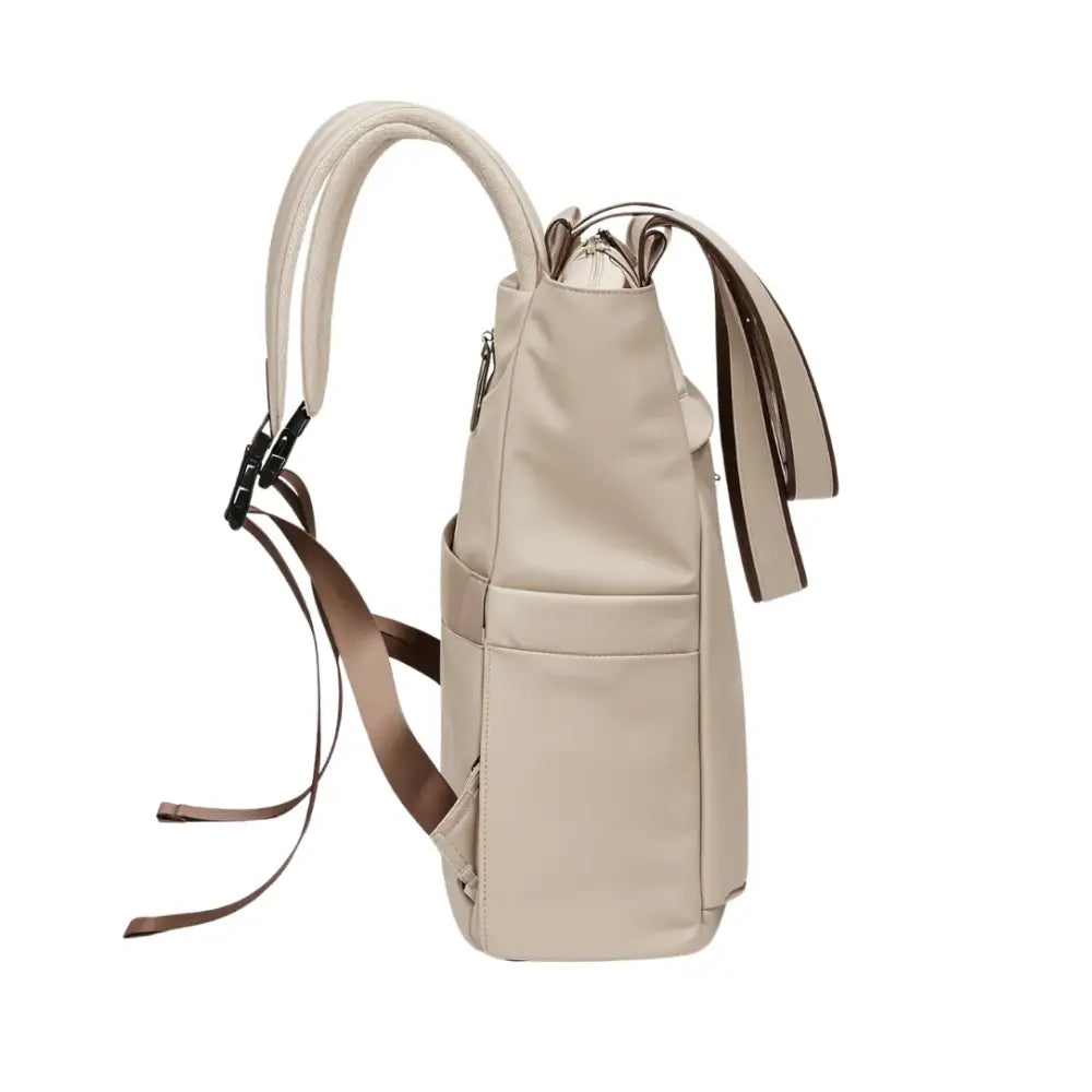 Sac à dos chic femme Élance en nylon beige avec bretelles ajustables