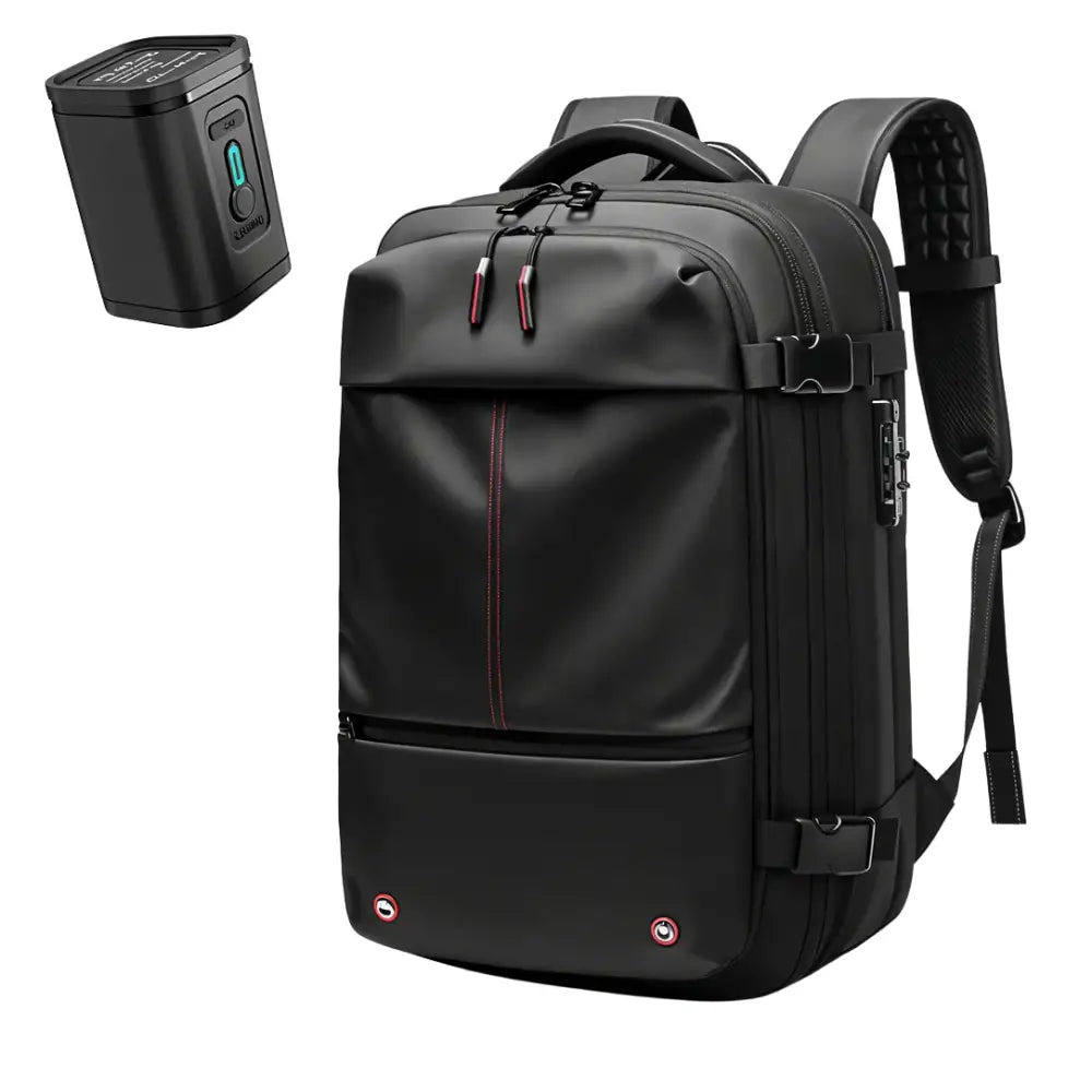 Sac à dos de voyage noir avec compression sous vide Vacpack pour un rangement optimal