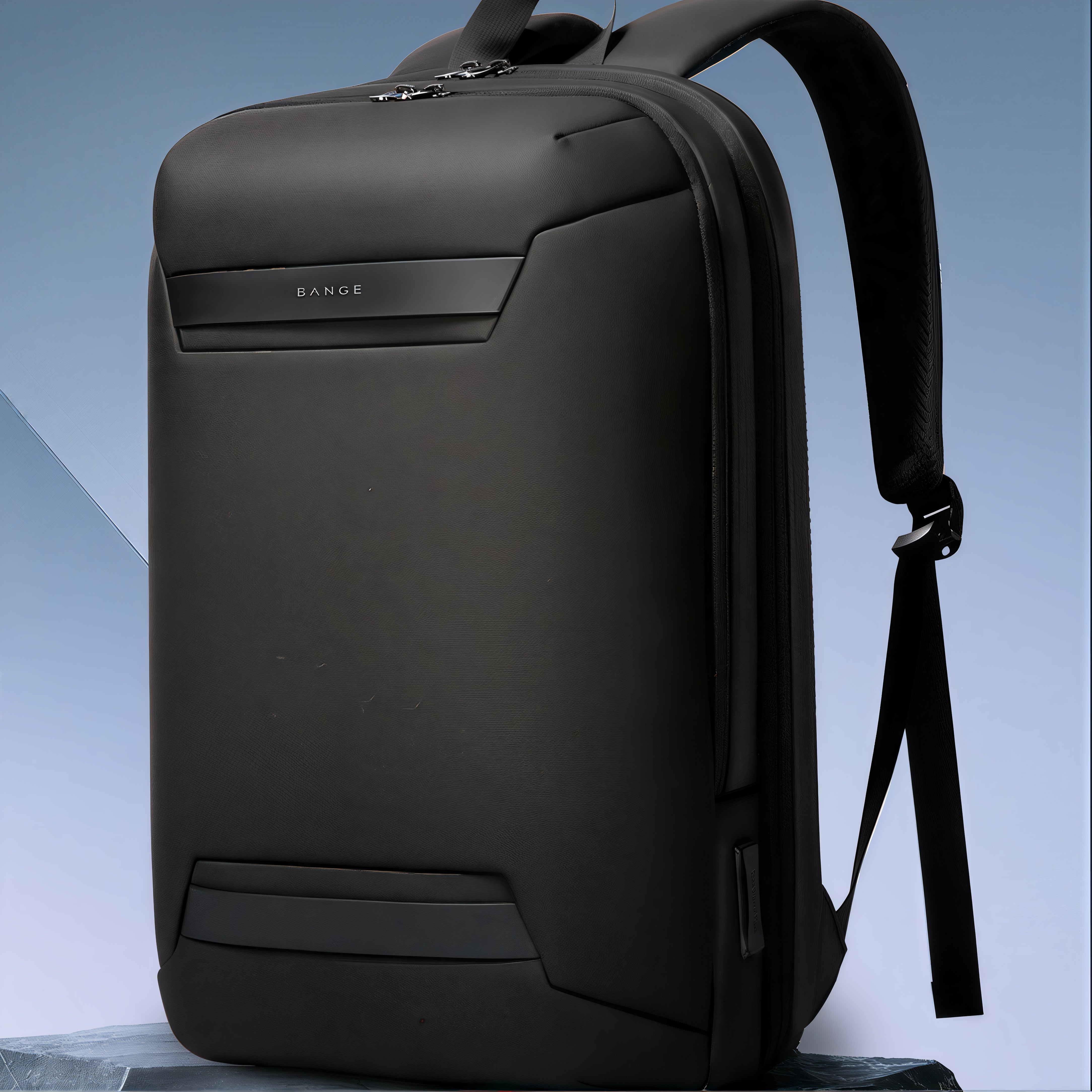 Sac à dos connecté Voltis avec port USB, noir élégant et bretelles rembourrées