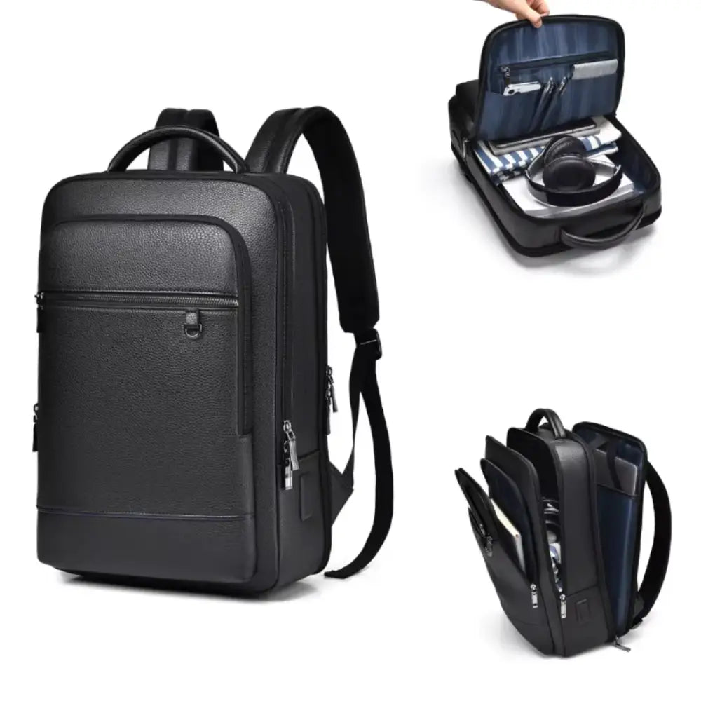 Sac à dos cuir de travail Ambition en cuir noir pour homme et femme