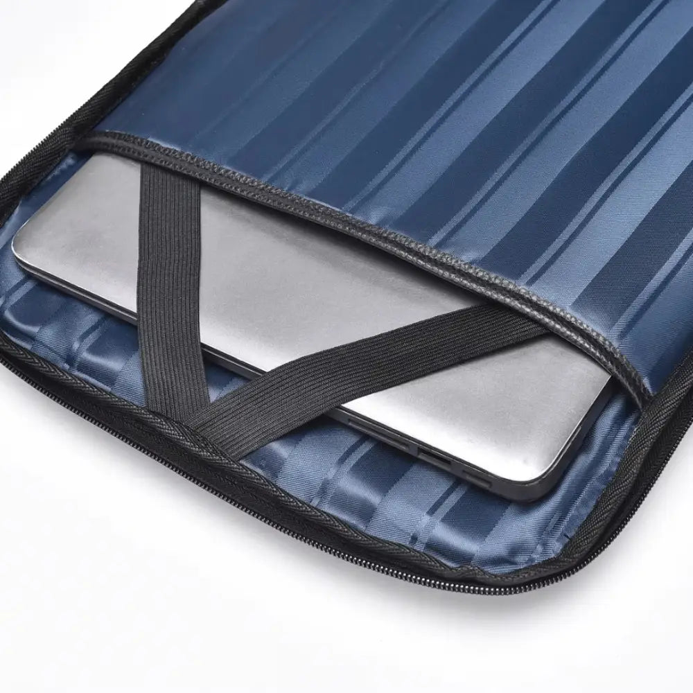 Laptop dans un sac à dos cuir de travail Ambition avec étui à rayures bleues
