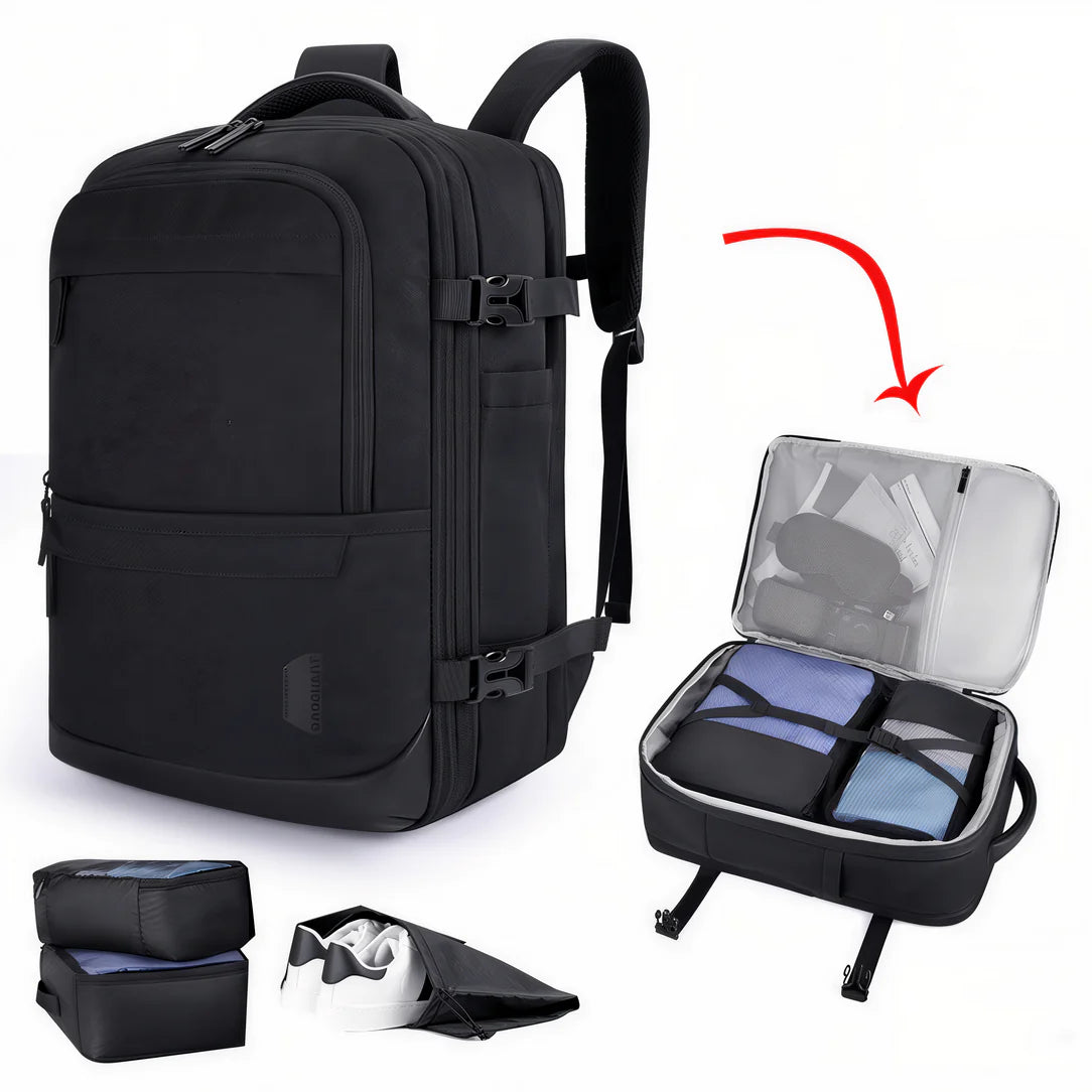 Sac à dos de voyage 35l 45x36x20cm avec cubes de rangement pour compagnies aériennes