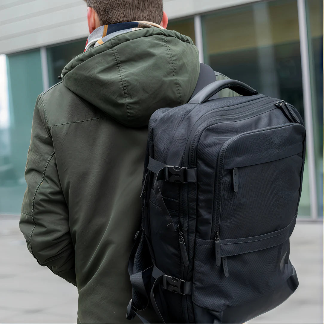 Sac à dos de voyage 35l 45x36x20cm noir idéal pour les compagnies aériennes