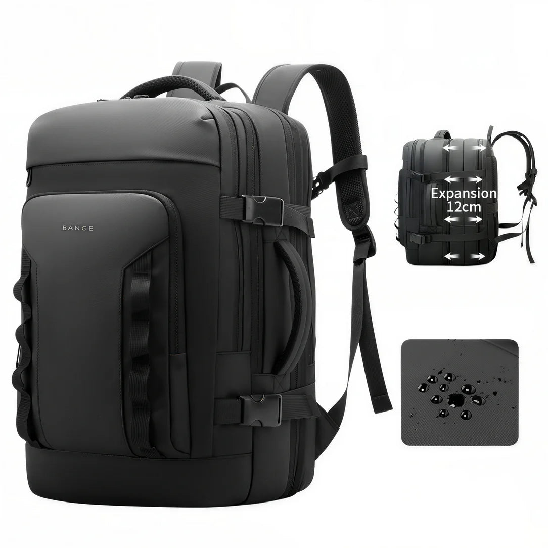 Sac à dos de voyage voynex travel noir expansible avec plusieurs compartiments