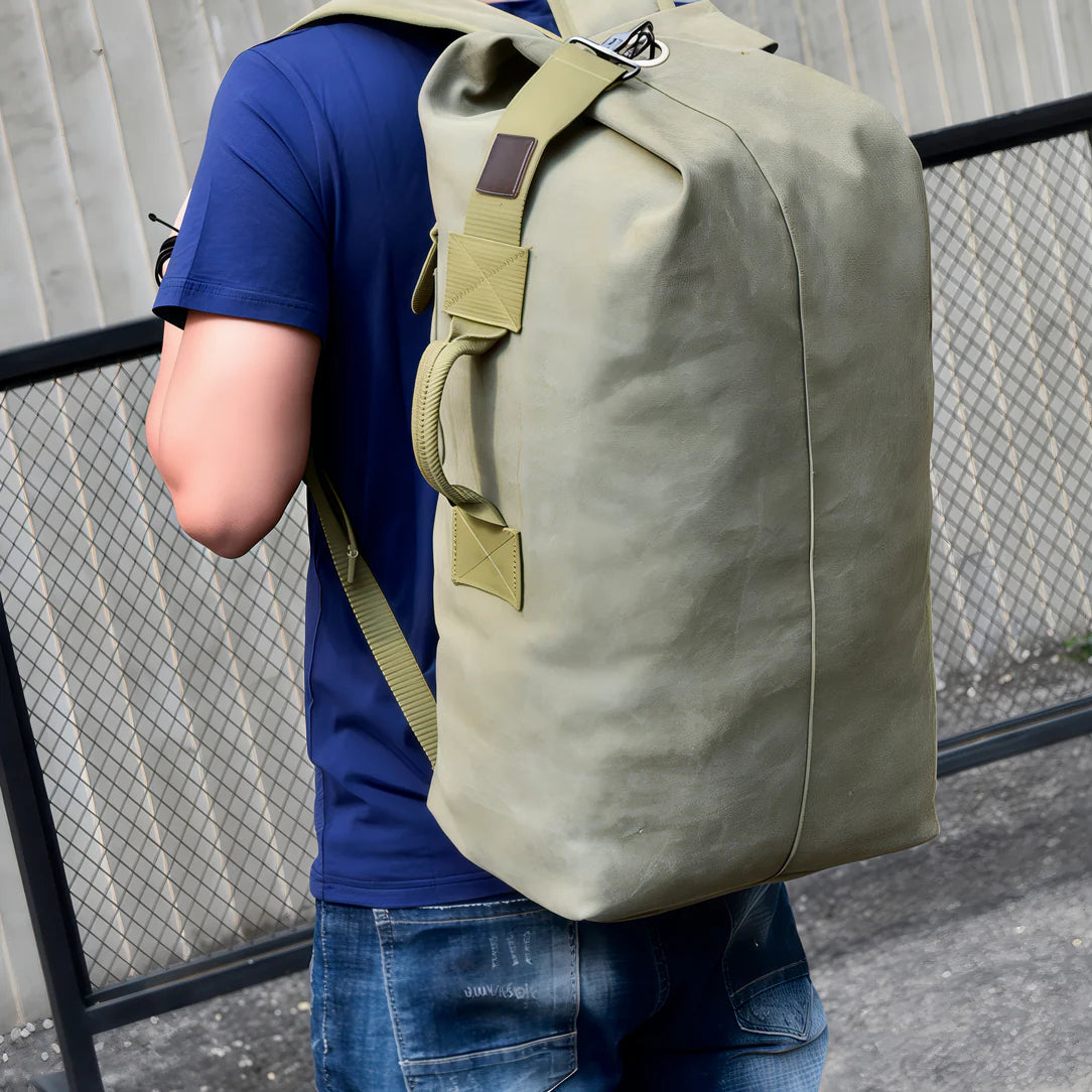 Sac à dos de voyage vintage en kaki pour un style rétro affirmé